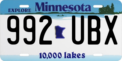 MN license plate 992UBX