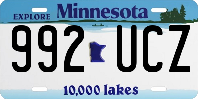 MN license plate 992UCZ