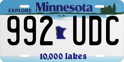 MN license plate 992UDC