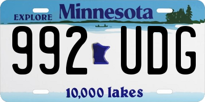 MN license plate 992UDG