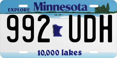 MN license plate 992UDH