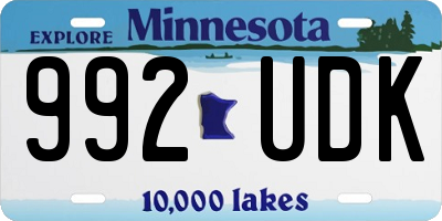 MN license plate 992UDK