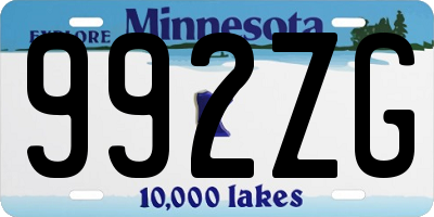 MN license plate 992ZG