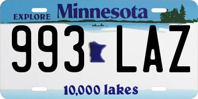 MN license plate 993LAZ