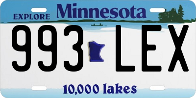 MN license plate 993LEX