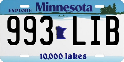 MN license plate 993LIB
