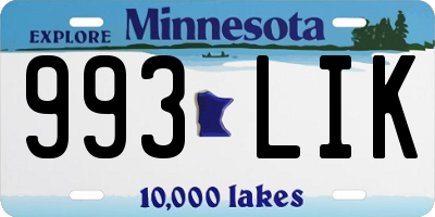 MN license plate 993LIK