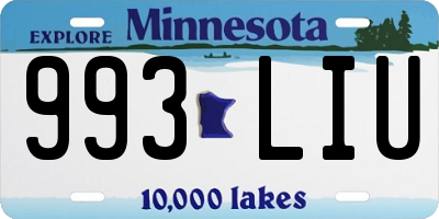 MN license plate 993LIU