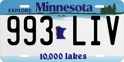 MN license plate 993LIV