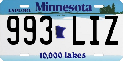 MN license plate 993LIZ
