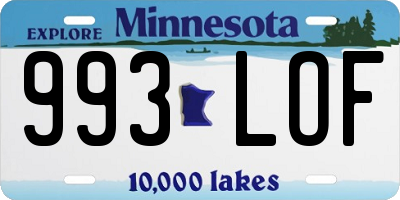 MN license plate 993LOF