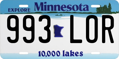MN license plate 993LOR
