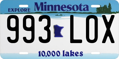 MN license plate 993LOX