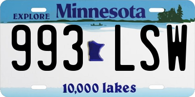 MN license plate 993LSW
