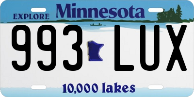 MN license plate 993LUX