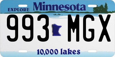 MN license plate 993MGX