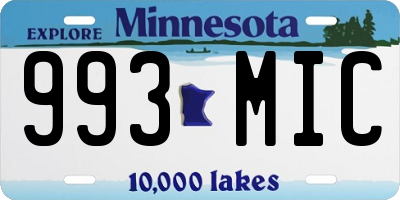 MN license plate 993MIC