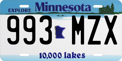 MN license plate 993MZX