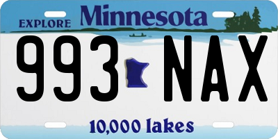MN license plate 993NAX