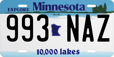 MN license plate 993NAZ