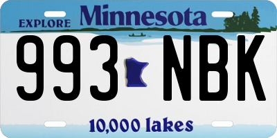 MN license plate 993NBK