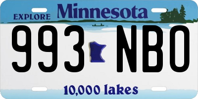 MN license plate 993NBO