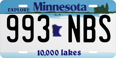 MN license plate 993NBS