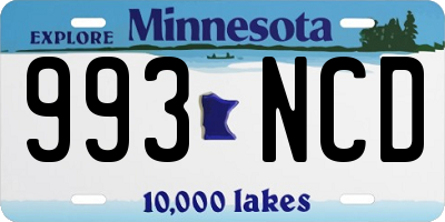 MN license plate 993NCD