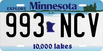 MN license plate 993NCV