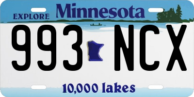 MN license plate 993NCX