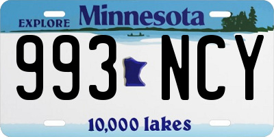 MN license plate 993NCY
