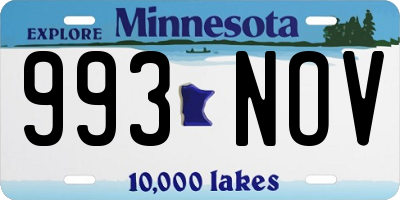 MN license plate 993NOV