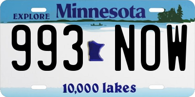 MN license plate 993NOW