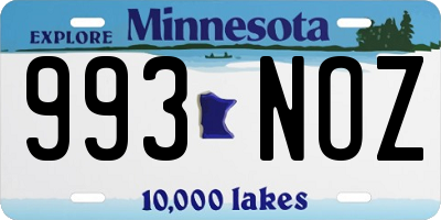 MN license plate 993NOZ