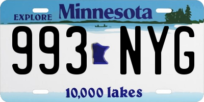 MN license plate 993NYG