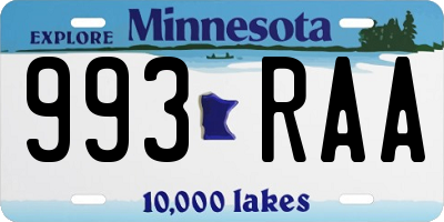 MN license plate 993RAA
