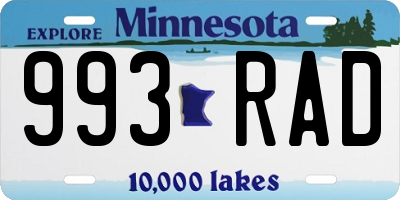 MN license plate 993RAD