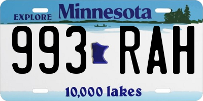 MN license plate 993RAH