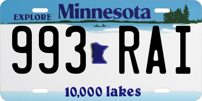 MN license plate 993RAI