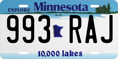 MN license plate 993RAJ