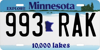 MN license plate 993RAK