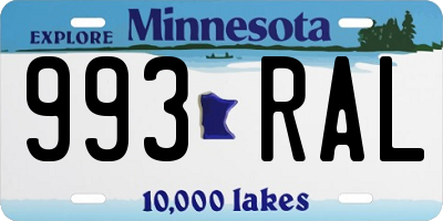 MN license plate 993RAL