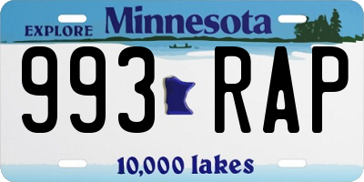 MN license plate 993RAP