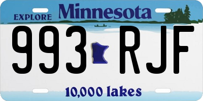 MN license plate 993RJF