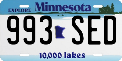MN license plate 993SED