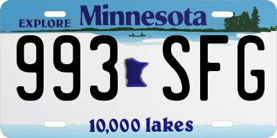 MN license plate 993SFG