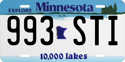 MN license plate 993STI