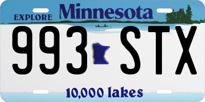 MN license plate 993STX