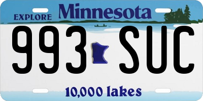 MN license plate 993SUC