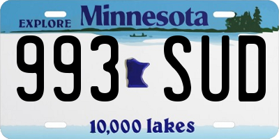 MN license plate 993SUD
